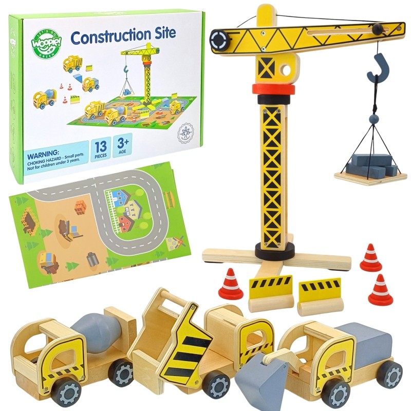 Wooden Construction Site With Vehicles
