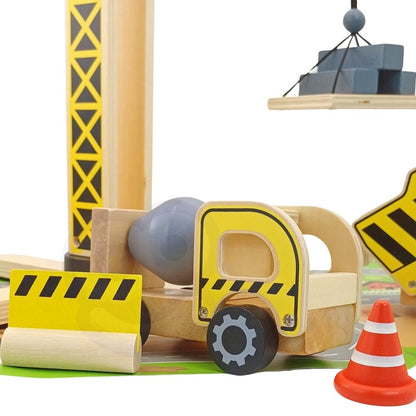 Wooden Construction Site With Vehicles